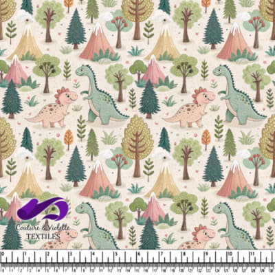 Dinosaures Amicaux dans une Scène Forestière