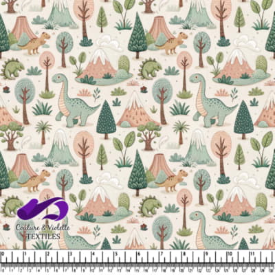 Jolis dinosaures dans une scène forestière préhistorique