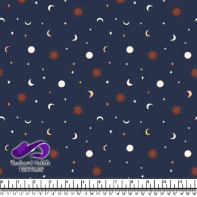 Sun Moon and Stars Pattern Textile Design