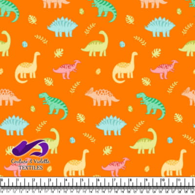 Motif de Dinosaure Coloré sur Fond Orange