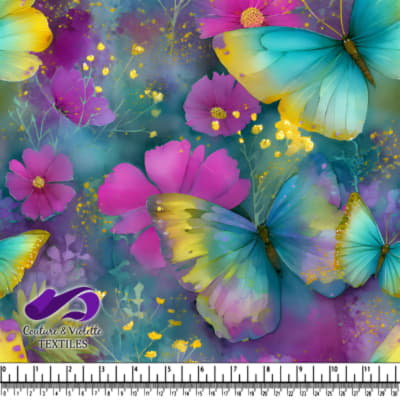 Butterflies Dancing Over Purple Blossoms