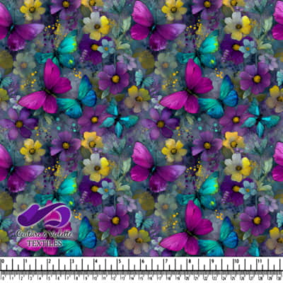 Jardin coloré de papillons et de fleurs