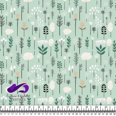 Motif Floral Simple sur Fond Vert Menthe