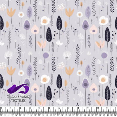 Motif Floral Délicat sur Fond Gris Doux