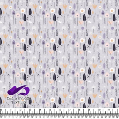 Motif Floral Délicat sur Fond Gris Doux