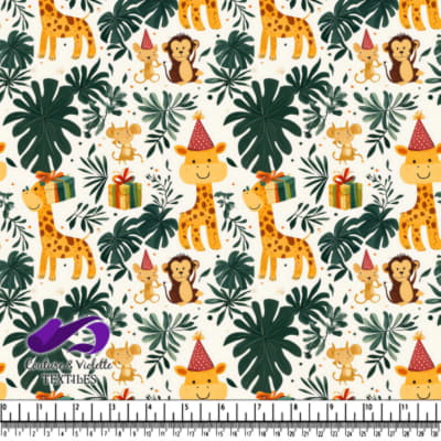 Animaux de la jungle mignons avec chapeaux de fête et cadeaux