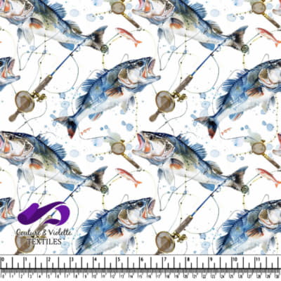 Motif de Canne à Pêche et Gros Poisson