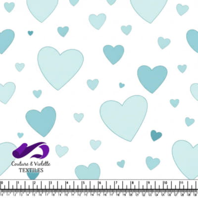 Motif de Coeurs Bleus sur Fond Blanc