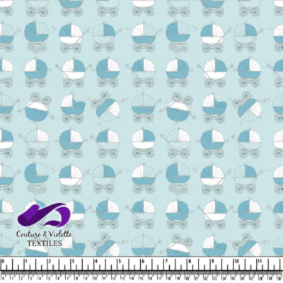 Motif Vintage de Poussette Bleue pour Bébé