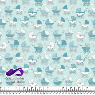 Motif de Poussette de Bébé Vintage Bleu