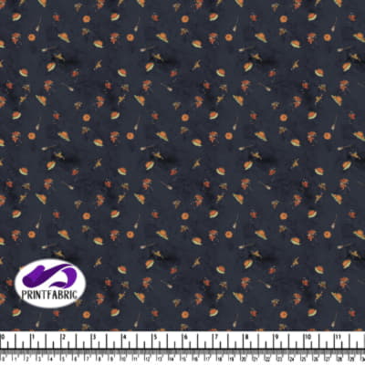 Halloween - Citrouille et balai sur fond bleu après minuit