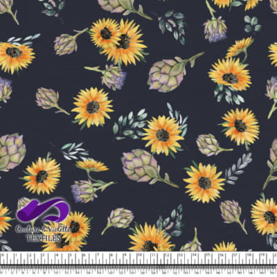 Artichaut et Tournesols sur fond bleu après minuit