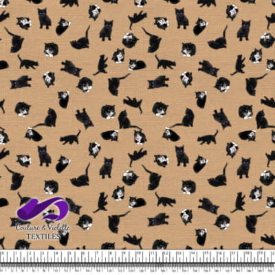 Chat Noir - Chats sur Texture de Brume Désertique