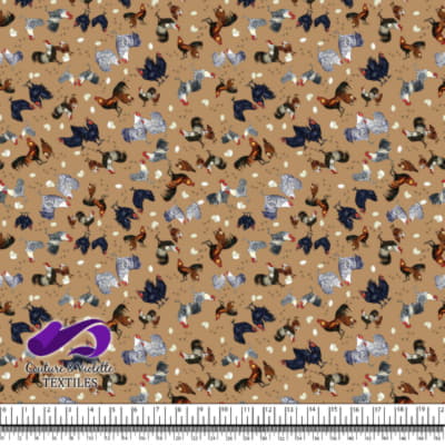 Coqs et poules - Volaille sur fond de café glacé