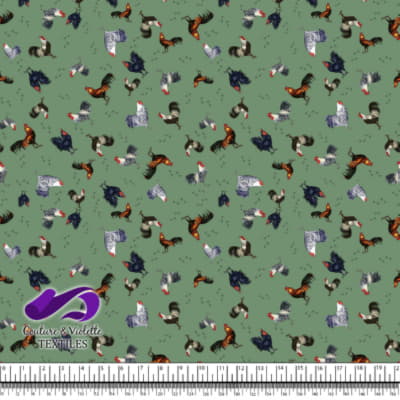 Coqs et Poules - Foule de Plumes sur Fond de vert Londonien