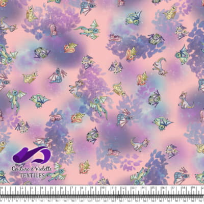 Dragons - Dragon fantastique sur fond texturé rose pâle