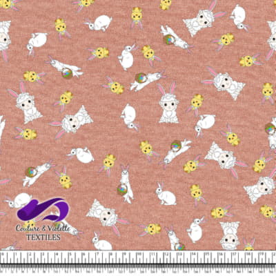 Pâques - Furets adorables avec leurs amis sur fond muted clay