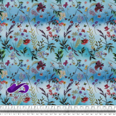 Embroidery bloom - Fleurs sauvages brodées sur fond bleu