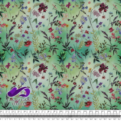 Embroidery bloom - Fleurs sauvages en broderie sur fond vert