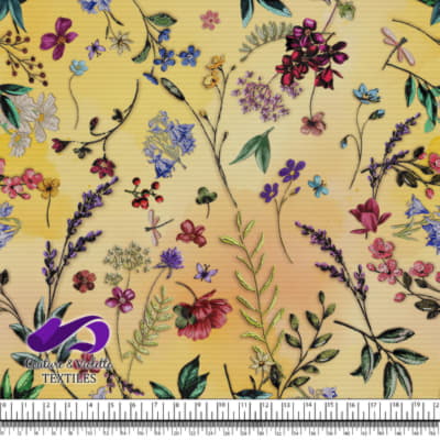Embroidery bloom - Fleurs sauvages sur un doux fond jaune