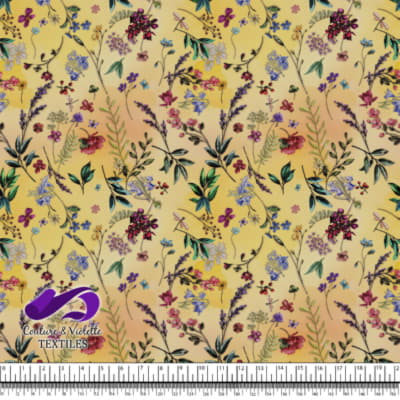 Embroidery bloom - Fleurs sauvages sur un doux fond jaune