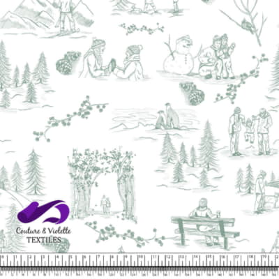 Toile de Jouy - Hiver - Granite green