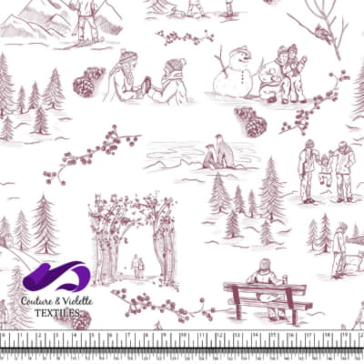 Toile de Jouy - Winter - Hawthorne rose