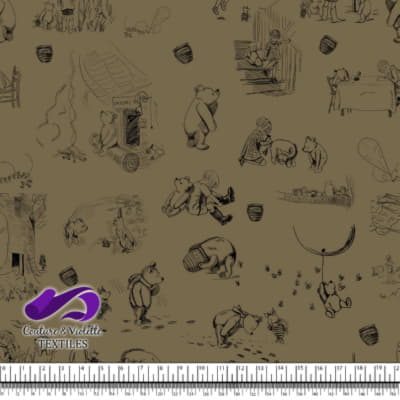 Winnie l'ourson - Gravures sur fond olive Martini