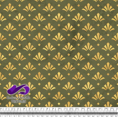 Geo art déco - Fleurs dorées - Olive