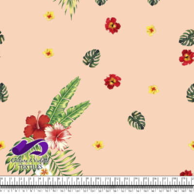 Tropical - hibiscus et palmier - Pêche