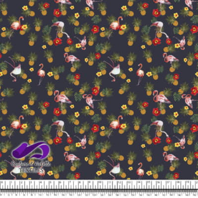 Tropical - Flore et flamants - Antracite