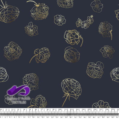 Fleurs automne - Gold - After midnight blue