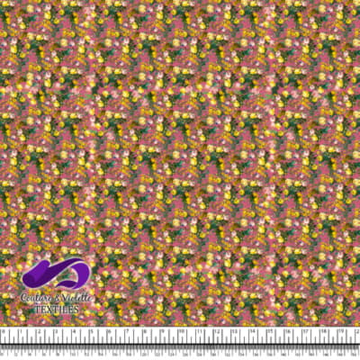 Microfleurs - Roses jaunes sur un fond rose