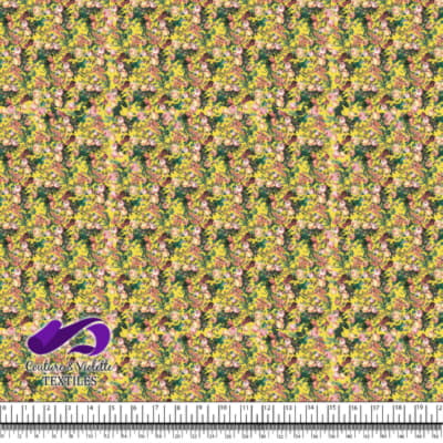 Microfleurs - Roses pêches sur fond jaune