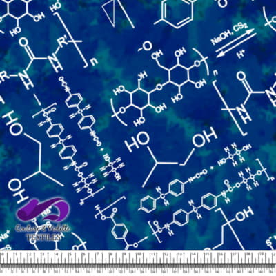 Techno - Molécules - Blanc sur fond bleu