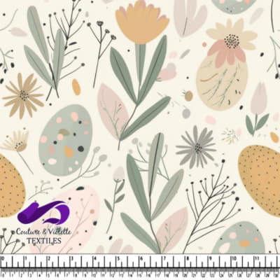 Pastel Floral and Easter Egg Pattern