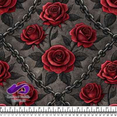 Gothic Red Roses with Chain Pattern