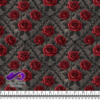 Gothic Red Roses with Chain Pattern