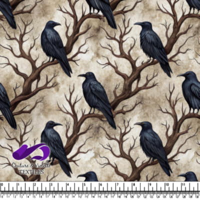Ravens Perched on Bare Branches Pattern