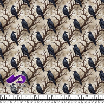 Ravens Perched on Bare Branches Pattern
