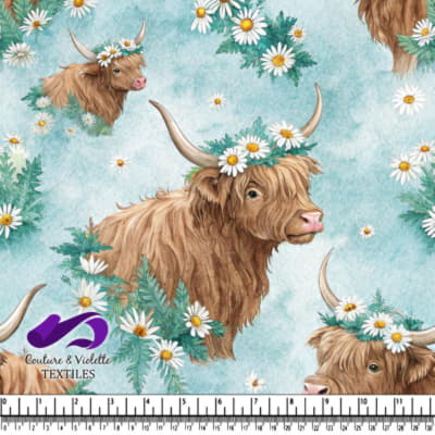Highland Cow Floral Pattern Design