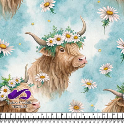 Highland Cow with Daisy Flower Crown