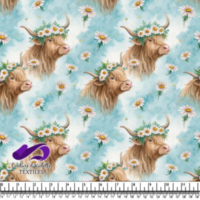 Highland Cow with Daisy Flower Crown