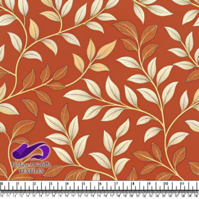 Motif de Feuilles d'Automne sur Fond Rouille